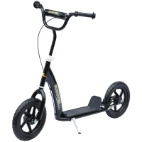 HOMCOM Kick Scooter for Kids 5-12 Years Old with Adjustable Height Handlebar, Non-slip Footplate, Big Wheels, Rear Brake, Black(m-13)
