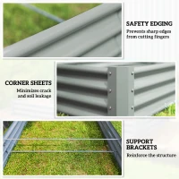Outsunny 8 x 4 x 1ft Galvanized Raised Garden Bed, Reinforced Outdoor Planter Box with Open Bottom, Silver(m-7)