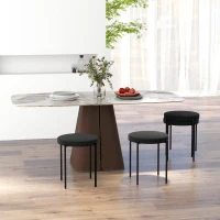 HOMCOM Backless Round Dining Chairs, Modern Stacking Stools Set of 4, Kitchen Chairs with Metal Legs, Black(m-7)