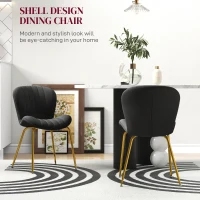 HOMCOM Dining Chairs Set of 2, Modern Accent Chair with Cushioned Backrest, Upholstery for Living Room, Black(m-4)