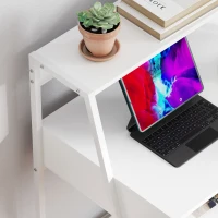 HOMCOM Home Office desk, Computer Desk for Small Spaces, Study Table with Drawer and Storage Shelves, White(m-8)