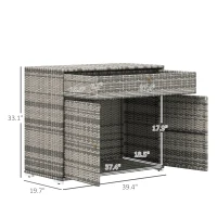 Outsunny Outdoor Storage Cabinet, Waterproof PE Rattan Cabinet with Drawer for Indoor, Outdoor Swimming Pool, Gray(m-3)
