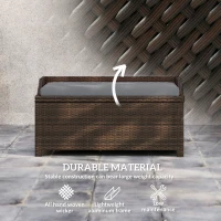Outsunny Outdoor Wicker Storage Bench with Storage & Cushion, Gray(m-6)