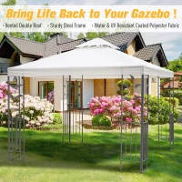 Outsunny 10' x 10' Outdoor Garden Metal Gazebo Patio Canopy Marquee Patio Party Tent Canopy Shelter Vented Roof Decorative Frame, Cream(m-4)