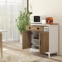 HOMCOM Farmhouse Sideboard, Storage Cabinet with Drawer and 2 Doors for Kitchen, Living room, Distressed Wood Grain(m-8)