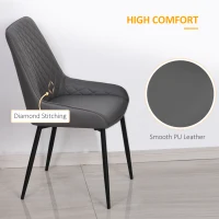 HOMCOM Upholstered Kitchen Chairs, Modern Dining Chairs Set of 2 with Diamond Tufting and Steel Legs for Dining Room, Grey(m-4)