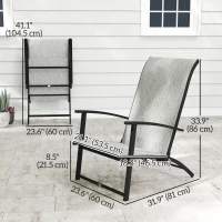 Outsunny Set of 2 Folding Lawn Chairs, Outdoor Folding Chairs with Armrests, High Backrest for Backyard Balcony, Grey(m-3)