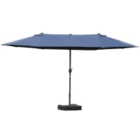 Outsunny Double-Sided Patio Umbrella, Rust-Resistant Steel, Poolside Shade, Dark Blue(m-1)