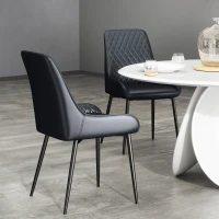 HOMCOM Upholstered Kitchen Chairs, Modern Dining Chairs Set of 2 with Diamond Tufting and Steel Legs for Dining Room, Black(m-10)