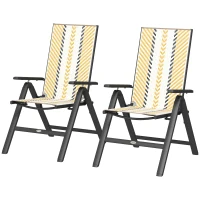 Outsunny Outdoor Wicker Chairs Set of 2 with 5-Position Adjustable Backrest, Armrest, Steel Frame, Orange(m-2)