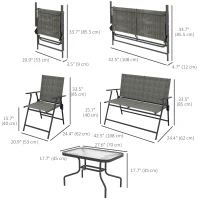 Outsunny Outdoor 4 Pieces Patio Furniture Set, Garden Set with Two Foldable Armchairs, a Loveseat & Glass Top Table, Mixed Brown(m-3)
