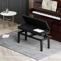 HOMCOM Piano Bench with Storage, Height Adjustable Piano Stool, PU Leather Tufted Keyboard Seat, Black(m-9)
