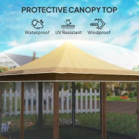 Outsunny 12 x 12 ft. Canopy Tent with Mesh Netting, UPF50+ Pop Up Tent with Carry Bag for Garden, Patio, Beige(m-6)
