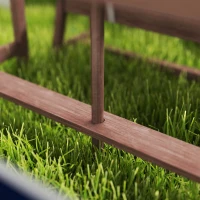 Qaba Outdoor Wooden Kids Picnic Table & Bench Set with Cushions and Umbrella, for Patio, Garden, Navy Blue(m-8)