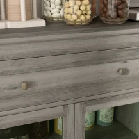 HOMCOM Sideboard Buffet Cabinet with Storage, Coffee Bar Cabinet with Glass Doors and Adjustable Shelves, Weathered Grey Oak(m-10)