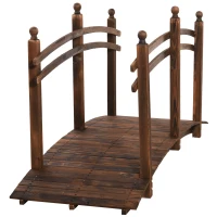 Outsunny 7.5' Fir Wood Garden Bridge Arc Walkway with Side Railings, Perfect for Backyards, Gardens, & Streams, Carbonized(m-1)