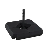 Outsunny Umbrella Stand Fitting 2" Poles and Steel Base with 4 Fillable Plastic Weights, 4 Gal. Capacity Each - Black(m-1)