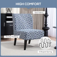 HOMCOM Armless Accent Chair for Bedroom, Upholstered Slipper Side Chair for Living Room with Wood Legs, Blue(m-4)