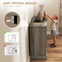 HOMCOM Sideboard Buffet Cabinet with Storage, Coffee Bar Cabinet with Glass Doors and Adjustable Shelves, Weathered Grey Oak(m-7)