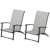 Outsunny Set of 2 Folding Lawn Chairs, Outdoor Folding Chairs with Armrests, High Backrest for Backyard Balcony, Grey(m-2)
