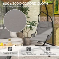 Outsunny Hammock Chair with Stand and PA Coating Cushion, Hanging Swing Chair with Steel Frame for Indoor and Outdoor, Gray(m-6)