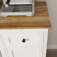 HOMCOM Sideboard Buffet Cabinet with Storage, Coffee Bar Cabinet with Glass Doors and Adjustable Shelves, Distressed White(m-10)