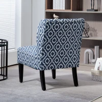 HOMCOM Armless Accent Chair for Bedroom, Upholstered Slipper Side Chair for Living Room with Wood Legs, Blue(m-9)