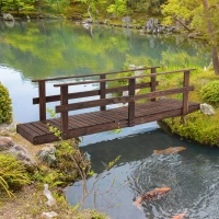 Outsunny 7' Garden Bridge with Pine Wood and Stained Finish for Backyard Ponds Creeks Streams Wood(m-10)