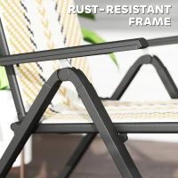 Outsunny Outdoor Wicker Chairs Set of 2 with 5-Position Adjustable Backrest, Armrest, Steel Frame, Orange(m-9)