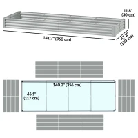 Outsunny 12 x 4 x 1ft Galvanized Raised Garden Bed, Reinforced Outdoor Planter Box with Open Bottom, Silver(m-3)