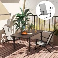 Outsunny Set of 2 Folding Lawn Chairs, Outdoor Folding Chairs with Armrests, High Backrest for Backyard Balcony, Grey(m-10)