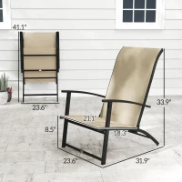 Outsunny Set of 2 Outdoor Dining Chairs with High Back, Armrests, Folding Patio Chairs for Patio, Lawn, Camping, Beige(m-3)