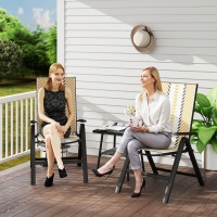 Outsunny Outdoor Wicker Chairs Set of 2 with 5-Position Adjustable Backrest, Armrest, Steel Frame, Orange