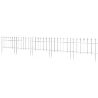 Outsunny Metal Decorative Garden Fence, 9.2' x 17.25" 5 Steel Panels, Decorative Border for Landscape, Flower Bed, Animals, White(m-11)