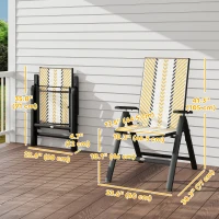 Outsunny Outdoor Wicker Chairs Set of 2 with 5-Position Adjustable Backrest, Armrest, Steel Frame, Orange(m-3)