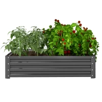 Outsunny 4' x 4' x 1' Raised Garden Bed Galvanized Steel Planter Box for Vegetables, Flowers, Herbs, Light Grey(m-2)