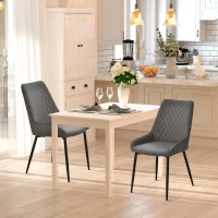 HOMCOM Upholstered Kitchen Chairs, Modern Dining Chairs Set of 2 with Diamond Tufting and Steel Legs for Dining Room, Grey(m-8)