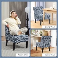 HOMCOM Armless Accent Chair for Bedroom, Upholstered Slipper Side Chair for Living Room with Wood Legs, Blue(m-6)