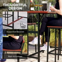 Outsunny 5 Piece Patio Bar Set with 47" Bar Height Table and 4 Bar Stools, for Backyard, Balcony, Porch, Pool, Lawn, Brown(m-5)