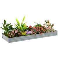 Outsunny 12 x 4 x 1ft Galvanized Raised Garden Bed, Reinforced Outdoor Planter Box with Open Bottom, Silver(m-11)
