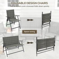 Outsunny Outdoor 4 Pieces Patio Furniture Set, Garden Set with Two Foldable Armchairs, a Loveseat & Glass Top Table, Mixed Brown(m-5)