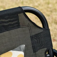 Outsunny 2-Seater Patio Swing Chair, Outdoor Adjustable Canopy Porch Swing with Armrests, Texeline Fabric and Steel Frame, Black(m-10)