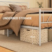 HOMCOM Metal Full Platform Bed Frame with Headboard, Steel Slat Support, Underbed Storage, No Box Spring Needed, Easy Assembly(m-5)