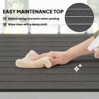 Outsunny Outdoor Dining Table for 4-6 with Easy Maintenance Slatted Top, Rust-Resistant Aluminium Frame, Black(m-6)