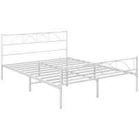 HOMCOM Metal Full Platform Bed Frame with Headboard, Steel Slat Support, Underbed Storage, No Box Spring Needed, Easy Assembly(m-11)