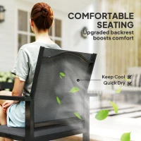 Outsunny 5 Piece Patio Dining Set with 4 Stackable Chairs, Tempered Glass Top, Rust-Resistant Metal Frame(m-9)