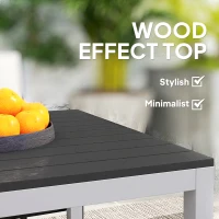 Outsunny Outdoor Dining Table for 4-6 with Easy Maintenance Slatted Top, Rust-Resistant Aluminium Frame, Black(m-4)