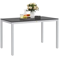 Outsunny Outdoor Dining Table for 4-6 with Easy Maintenance Slatted Top, Rust-Resistant Aluminium Frame, Black(m-11)