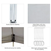 Outsunny 13' x 13' Pop Up Canopy Tent, Instant Sun Shelter, Tents for Parties, Height Adjustable for Outdoor, Garden, Patio, Parties, White(m-7)