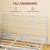 HOMCOM Metal Full Platform Bed Frame with Headboard, Steel Slat Support, Underbed Storage, No Box Spring Needed, Easy Assembly(m-4)